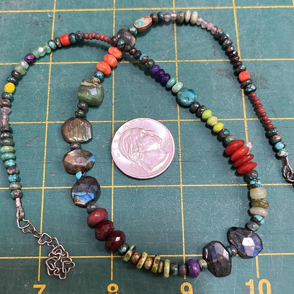 16-18” Multicolor semiprecious Gemstone Beaded Necklace - Picture 10 of 11